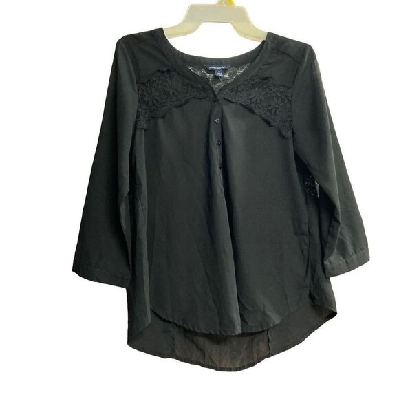 AMERICAN EAGLE OUTFITTERS‎ Women’s Black Top Size Small Petite - Picture 2 of 8